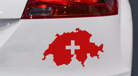 Schweizer Landkarte mit Kreuz Autoaufkleber