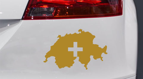 Schweizer Landkarte mit Kreuz Autoaufkleber