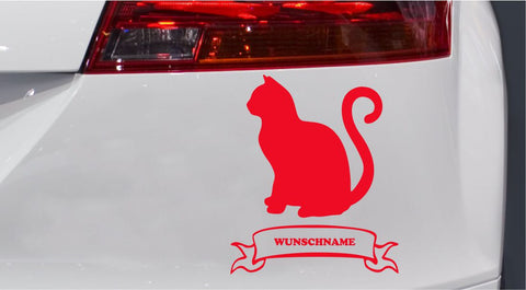 Katzen Silhouette mit Wunschname Aufkleber