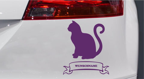 Katzen Silhouette mit Wunschname Aufkleber
