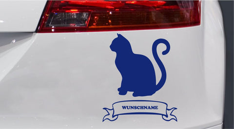 Katzen Silhouette mit Wunschname Aufkleber