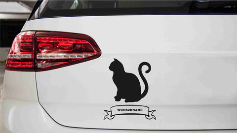 Katzen Silhouette mit Wunschname Aufkleber