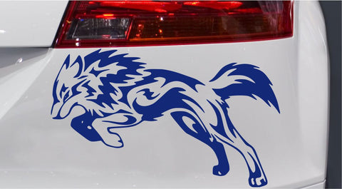 Springender Wolf Tribal Autoaufkleber