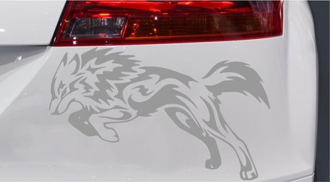Springender Wolf Tribal Autoaufkleber