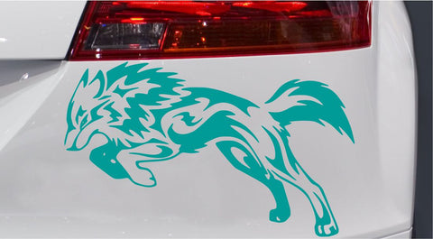 Springender Wolf Tribal Autoaufkleber