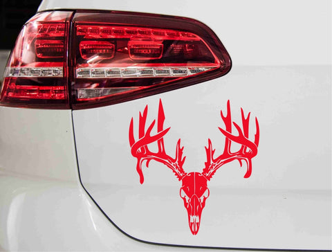 aufklber-hirsch-geweih-schaedel-rot