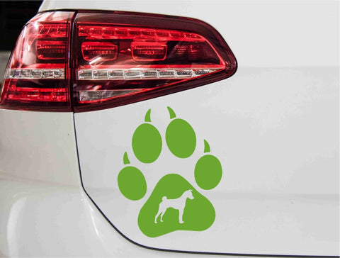 aufkleber-hundepfote-basenji-hund-gruen