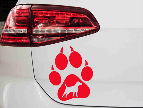 aufkleber-hundepfote-beagle-hund-rot