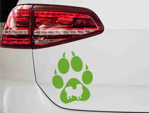 aufkleber-hundepfote-pekingese-hunderasse-gruen