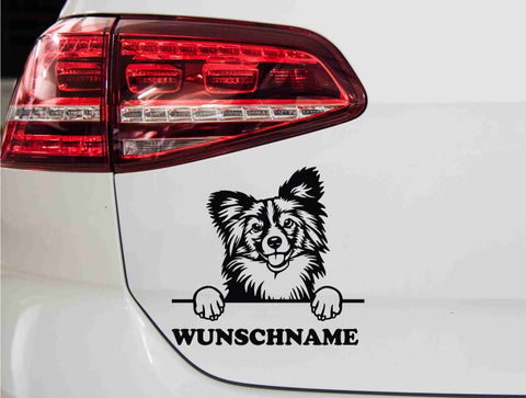 aufkleber-hunderasse-papillon-portrait-schwarz