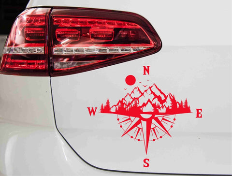 aufkleber-kompass-sunset-mountain-rot