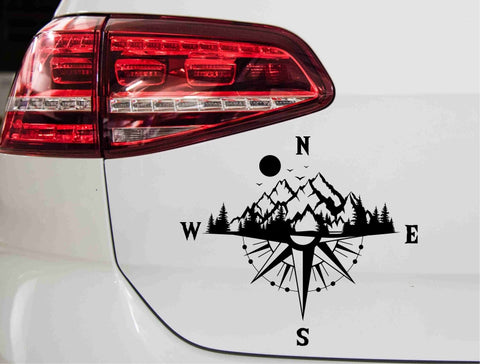 aufkleber-kompass-sunset-mountain-schwarz