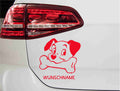 aufkleber-suesser-hund-mit-knochen-rot
