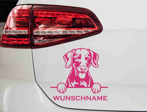 aufkleber-weimaraner-hunderasse-mit-wunschnamen-pink