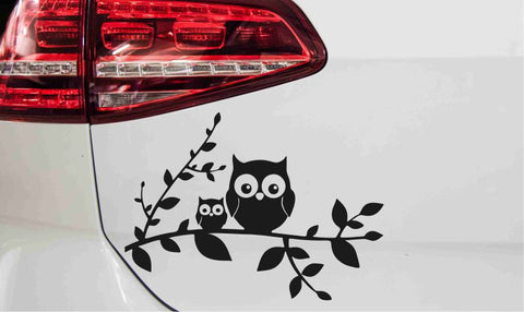 Eulen auf Ast Autoaufkleber