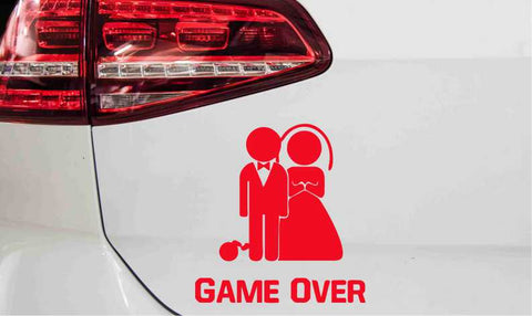 Hochzeitspaar Game Over Autoaufkleber
