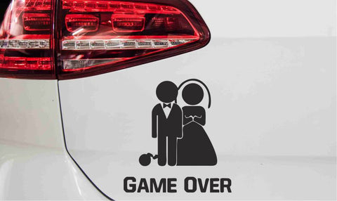 Hochzeitspaar Game Over Autoaufkleber