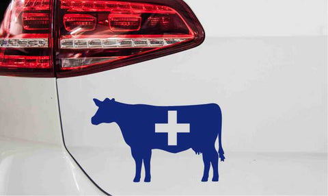 Kuh Silhouette Aufkleber mit Schweizer Kreuz