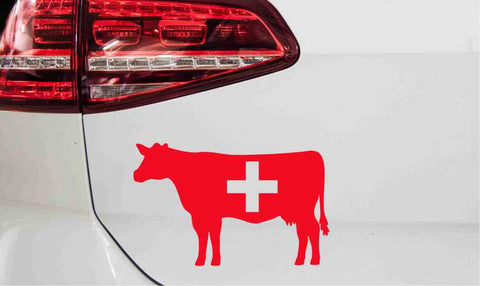 Kuh Silhouette Aufkleber mit Schweizer Kreuz