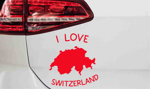 Schweizer Landkarte I Love Switzerland Aufkleber